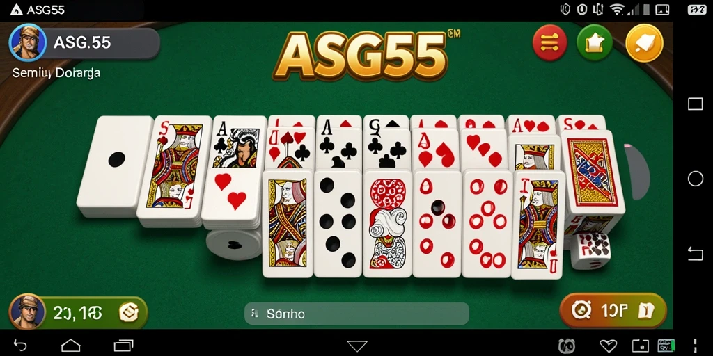 Screenshot ASG55 menampilkan gameplay Domino yang menarik dan seru.