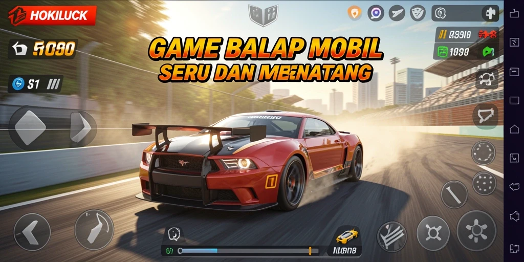 Tampilan gameplay HOKILUCK yang mendebarkan di lintasan balap.