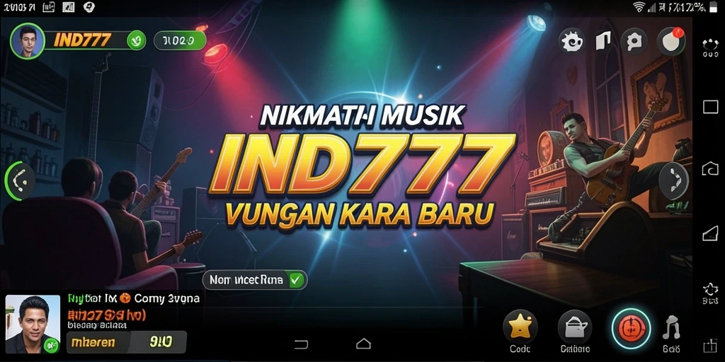 Tampilan gameplay IND777 menunjukkan pengalaman mendengarkan musik yang interaktif.
