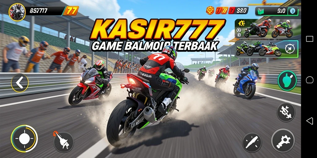 Tampilan gameplay KASIR777 dengan aksi balapan motor yang mendebarkan.