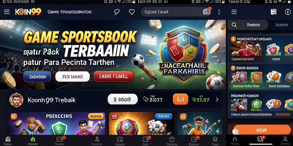 Screenshot gameplay KOIN99 yang menunjukkan fitur taruhan olahraga.