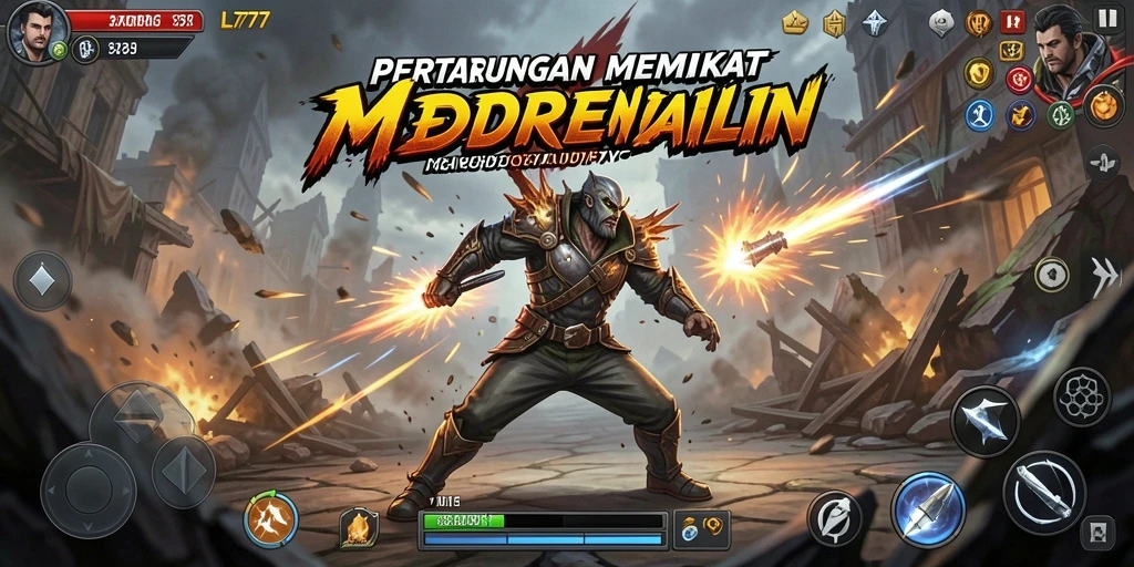 Screenshot L777 menampilkan pertarungan seru dengan efek visual menakjubkan.