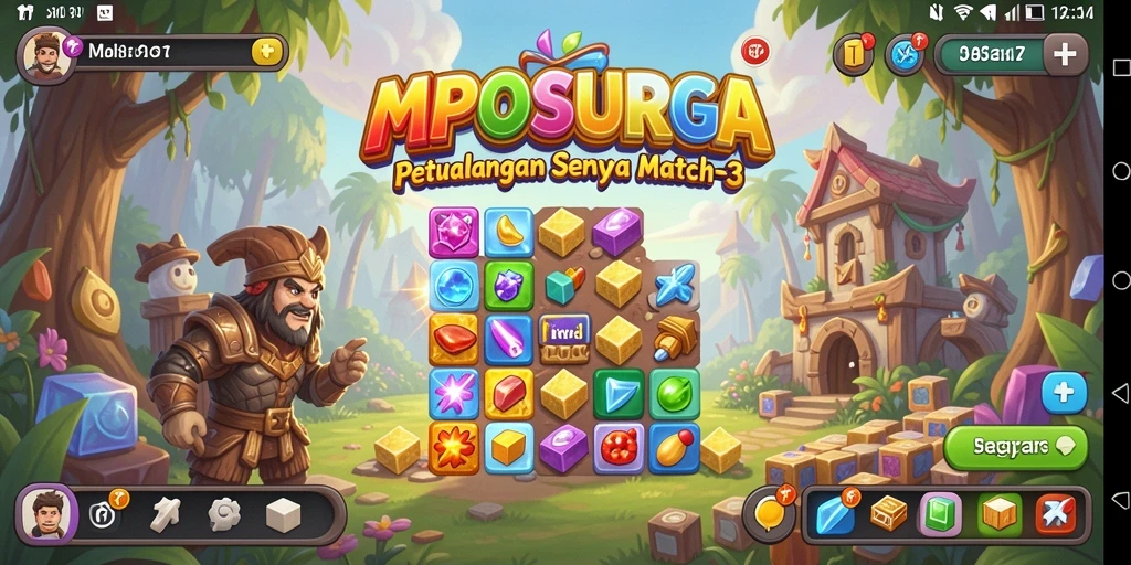 Tampilan gameplay MPOSURGA yang menantang dalam match-3.