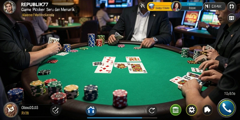 Tampilan menarik gameplay Poker dari REPUBLIK77.