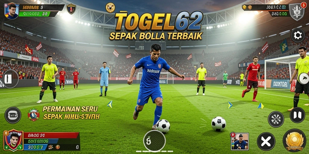 Tampilan gameplay penuh aksi dalam TOGEL62 yang menampilkan sepak bola seru.